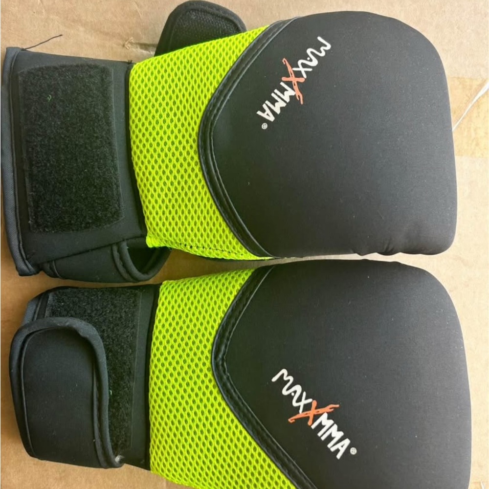 MaxxMMA Black and Neon Green Boxing Gloves